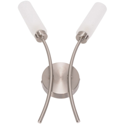 ValueLights Maya 2 Way Brushed Chrome Curved Upright Reed Shaded LED Wall Light - Size: 42 x 27 x 5.5cm - Silver - Wilko