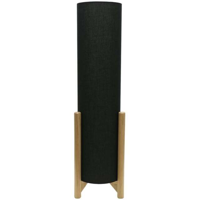ValueLights Henry Tall Charcoal Fabric Shade Wooden Base Midi LED Floor Lamp - Size: 110 x 31 x 31cm - Grey - Wilko - image 1