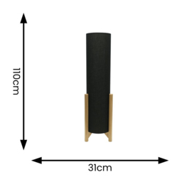ValueLights Henry Tall Charcoal Fabric Shade Wooden Base Midi LED Floor Lamp - Size: 110 x 31 x 31cm - Grey - Wilko - thumbnail 5