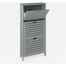 GFW Bergen Grey 3 Tier Shoe Cabinet - Size: 18 x 52 x 108cm - Wilko - thumbnail 4