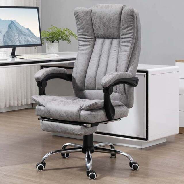 Portland Grey Microfibre Swivel Vibrating Massage Office Chair - Size: 62 x 67 x 120cm - Wilko - image 1