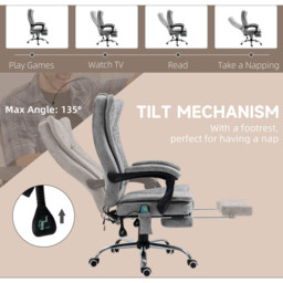 Portland Grey Microfibre Swivel Vibrating Massage Office Chair - Size: 62 x 67 x 120cm - Wilko - thumbnail 6