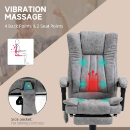 Portland Grey Microfibre Swivel Vibrating Massage Office Chair - Size: 62 x 67 x 120cm - Wilko - thumbnail 4