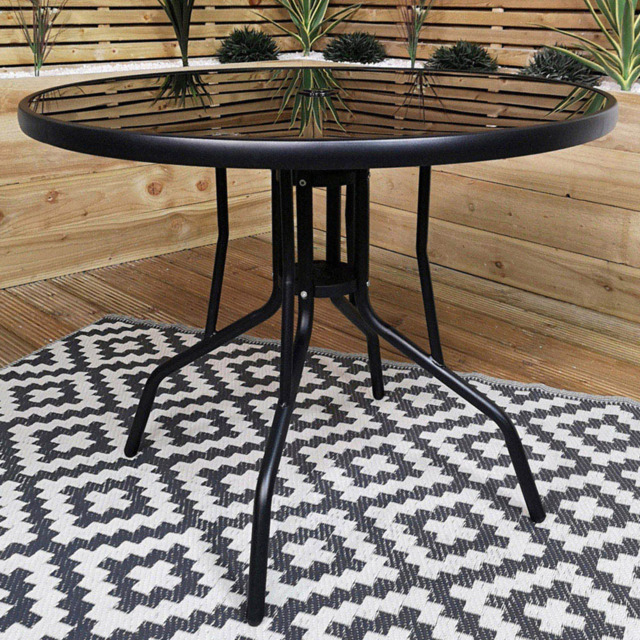 Samuel Alexander 4 Seater Round Garden Patio Table Black - Wilko - image 1