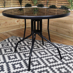 Samuel Alexander 4 Seater Round Garden Patio Table Black - Wilko