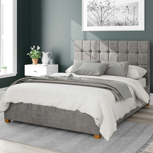 Aspire Sinatra Small Double Silver Firenze Velour Ottoman Bed - Aspire Beds - Wilko - image 1