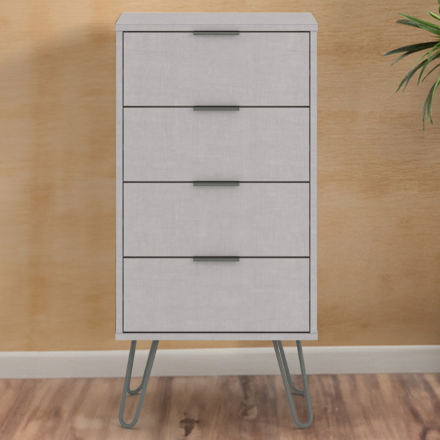 Core Products Augusta 4 Drawer Grey Narrow Chest of Drawers - Wilko - image 1