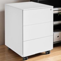 tectake Magna 3 Drawers White Lockable Chest of Drawers - Wilko - thumbnail 1