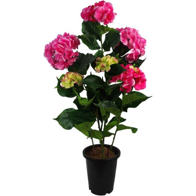 Botanik Pink Hydrangea Bush Artificial Plant in Pot 3ft - Size: 90 x 40 x 40cm - Wilko - image 1