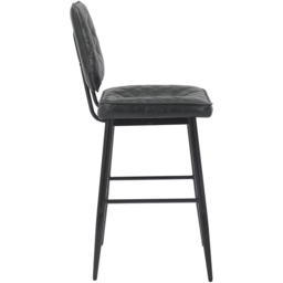 Garrick Set of 2 Real Leather Black Bar Stool - Shankar - Wilko - thumbnail 4