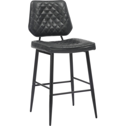 Garrick Set of 2 Real Leather Black Bar Stool - Shankar - Wilko - thumbnail 3