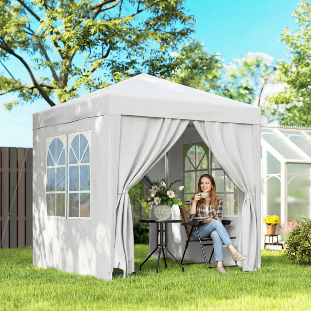 Outsunny 2 x 2m White Marquee Pop Up Gazebo Party Tent - Size: 240 x 200 x 200cm - Wilko - image 1