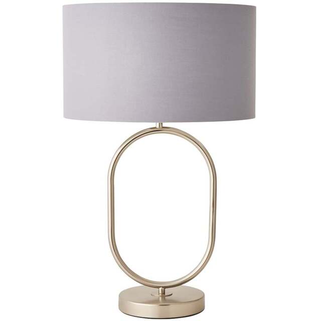 ValueLights Antonia Grey with Chrome Drum Shade Brushed Chrome Oval LED Table Lamp - Size: 42.3 x 25 x 25cm - Silver - Wilko - image 1