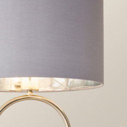 ValueLights Antonia Grey with Chrome Drum Shade Brushed Chrome Oval LED Table Lamp - Size: 42.3 x 25 x 25cm - Silver - Wilko - thumbnail 4
