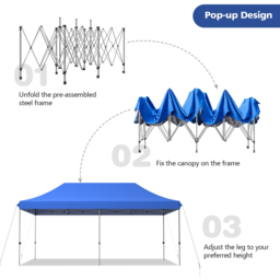 Costway 3 x 6m Blue Height Adjustable Pop Up Gazebo with Storage Bag - Size: 175 x 41 x 25cm - Wilko - thumbnail 5