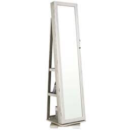 Costway White Rotatable Full Length Mirrored Jewellery Cabinet with 3 Shelf - Size: 167 x 44 x 23cm - Wilko - thumbnail 1
