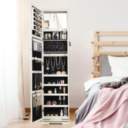 Costway White Rotatable Full Length Mirrored Jewellery Cabinet with 3 Shelf - Size: 167 x 44 x 23cm - Wilko - thumbnail 4
