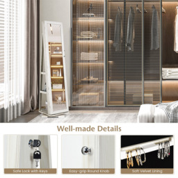 Costway White Rotatable Full Length Mirrored Jewellery Cabinet with 3 Shelf - Size: 167 x 44 x 23cm - Wilko - thumbnail 6
