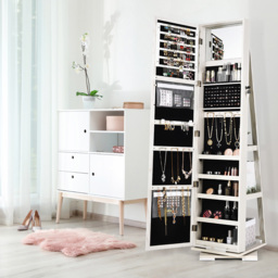 Costway White Rotatable Full Length Mirrored Jewellery Cabinet with 3 Shelf - Size: 167 x 44 x 23cm - Wilko - thumbnail 3