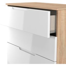 Crowndale Milan 4 Drawer White Gloss and Bardolino Oak Deep Chest of Drawers Ready Assembled - White Gloss & Bardolino Oak - Wilko - thumbnail 7