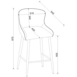 Bentley Designs Rubens Set of 2 Mocha Beige Boucle Fabric Upholstered Barstool - Size: 97 x 49 x 54cm - Cream - Wilko - thumbnail 7