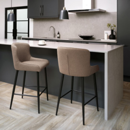 Bentley Designs Rubens Set of 2 Mocha Beige Boucle Fabric Upholstered Barstool - Size: 97 x 49 x 54cm - Cream - Wilko - thumbnail 6