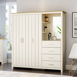 Lexington Gold 3 Door 4 Drawer Cream Gold Handle Wardrobe - Size: 3 Door, 4 Drawer - Wilko - thumbnail 3