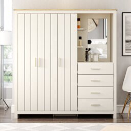 Lexington Gold 3 Door 4 Drawer Cream Gold Handle Wardrobe - Size: 3 Door, 4 Drawer - Wilko - thumbnail 1