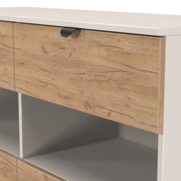 Crowndale Bora 4 Drawer 2 Shelf Gold Oak and Kashmir Wide Midi Chest - Cream - Wilko - thumbnail 7