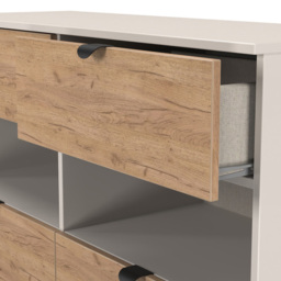 Crowndale Bora 4 Drawer 2 Shelf Gold Oak and Kashmir Wide Midi Chest - Cream - Wilko - thumbnail 6