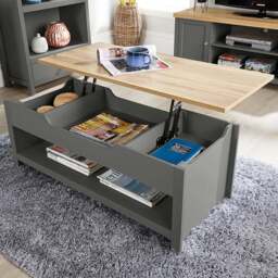 Home Source Avon 2 Shelf Graphite Lift Up Coffee Table - Size: 40 x 105 x 47cm - Grey - Wilko