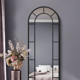 The Arcus Black Arched Metal Leaner Wall Mirror 170 x 60cm - MirrorOutlet - Wilko - thumbnail 4