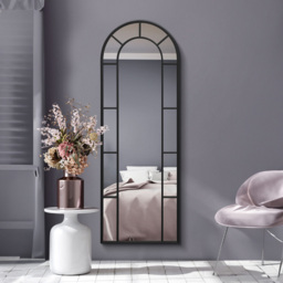 The Arcus Black Arched Metal Leaner Wall Mirror 170 x 60cm - MirrorOutlet - Wilko - thumbnail 3