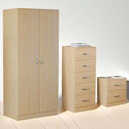 VIDA DESIGNS Riano Pine 3 Piece Narrow Bedroom Furniture Set - Wilko