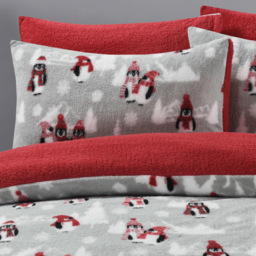 Velosso Double Penguins Teddy Fleece Duvet Set - Multi - Wilko - thumbnail 3