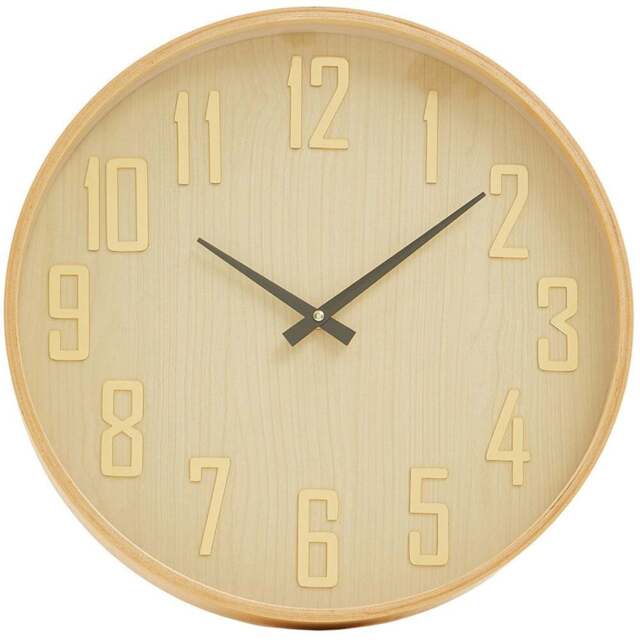 Premier Housewares Vitus Natural Round Wall Clock 40cm - Size: 40 x 5 x 40cm - Brown - Wilko - image 1
