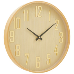 Premier Housewares Vitus Natural Round Wall Clock 40cm - Size: 40 x 5 x 40cm - Brown - Wilko - thumbnail 3