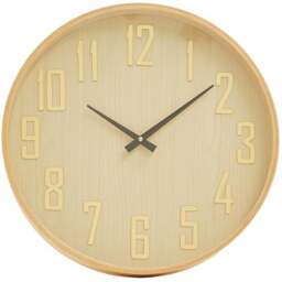 Premier Housewares Vitus Natural Round Wall Clock 40cm - Size: 40 x 5 x 40cm - Brown - Wilko