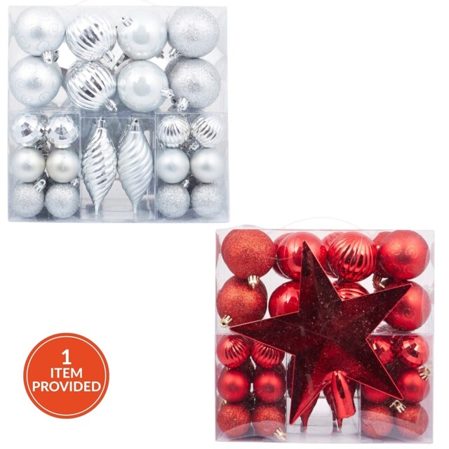 57 Piece Bauble and Tree Topper Set - Santa's Chalet - Wilko - image 1
