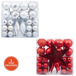 57 Piece Bauble and Tree Topper Set - Santa's Chalet - Wilko - thumbnail 1