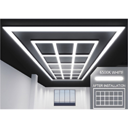 Ener-J 18 Square Designer Ceiling Light with Frame - Size: 120 x 40 x 20cm - White - Wilko - thumbnail 4