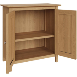 FWStyle Taberno 2 Door Natural Lacquered Oak Compact Sideboard - Size: 67 x 65 x 33cm - Natural Oak - Wilko - thumbnail 5