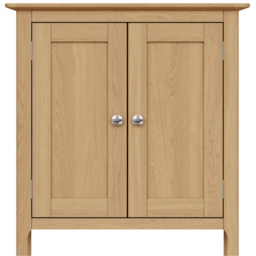 FWStyle Taberno 2 Door Natural Lacquered Oak Compact Sideboard - Size: 67 x 65 x 33cm - Natural Oak - Wilko - thumbnail 4