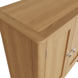 FWStyle Taberno 2 Door Natural Lacquered Oak Compact Sideboard - Size: 67 x 65 x 33cm - Natural Oak - Wilko - thumbnail 7