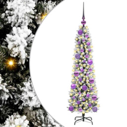vidaXL Pre-Lit Warm White LED and Lilac Baubles White Artificial Christmas Tree with Stand 3.9ft - Wilko - thumbnail 3