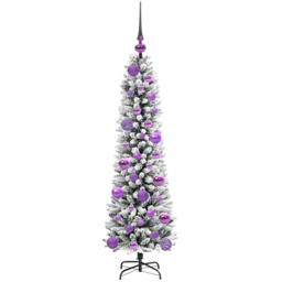 vidaXL Pre-Lit Warm White LED and Lilac Baubles White Artificial Christmas Tree with Stand 3.9ft - Wilko - thumbnail 5
