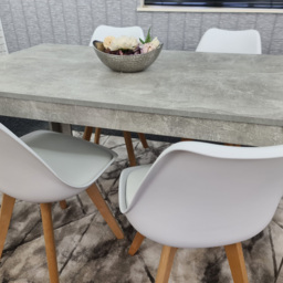 Portland Plastic Leather 4 Seater Dining Set Stone Grey and White - Wilko - thumbnail 3