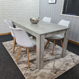 Portland Plastic Leather 4 Seater Dining Set Stone Grey and White - Wilko - thumbnail 6