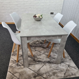 Portland Plastic Leather 4 Seater Dining Set Stone Grey and White - Wilko - thumbnail 7
