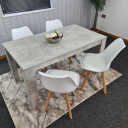 Portland Plastic Leather 4 Seater Dining Set Stone Grey and White - Wilko - thumbnail 1